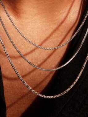 NWT Silvian Grant Minimum Chain Necklace Stack - Silver